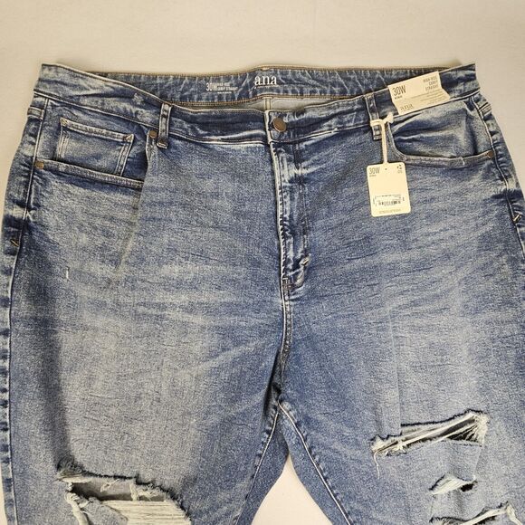 A.N.A Curvy High Rise Distressed Straight Jeans Womens 30W Stretch Denim Blue - Picture 4 of 13